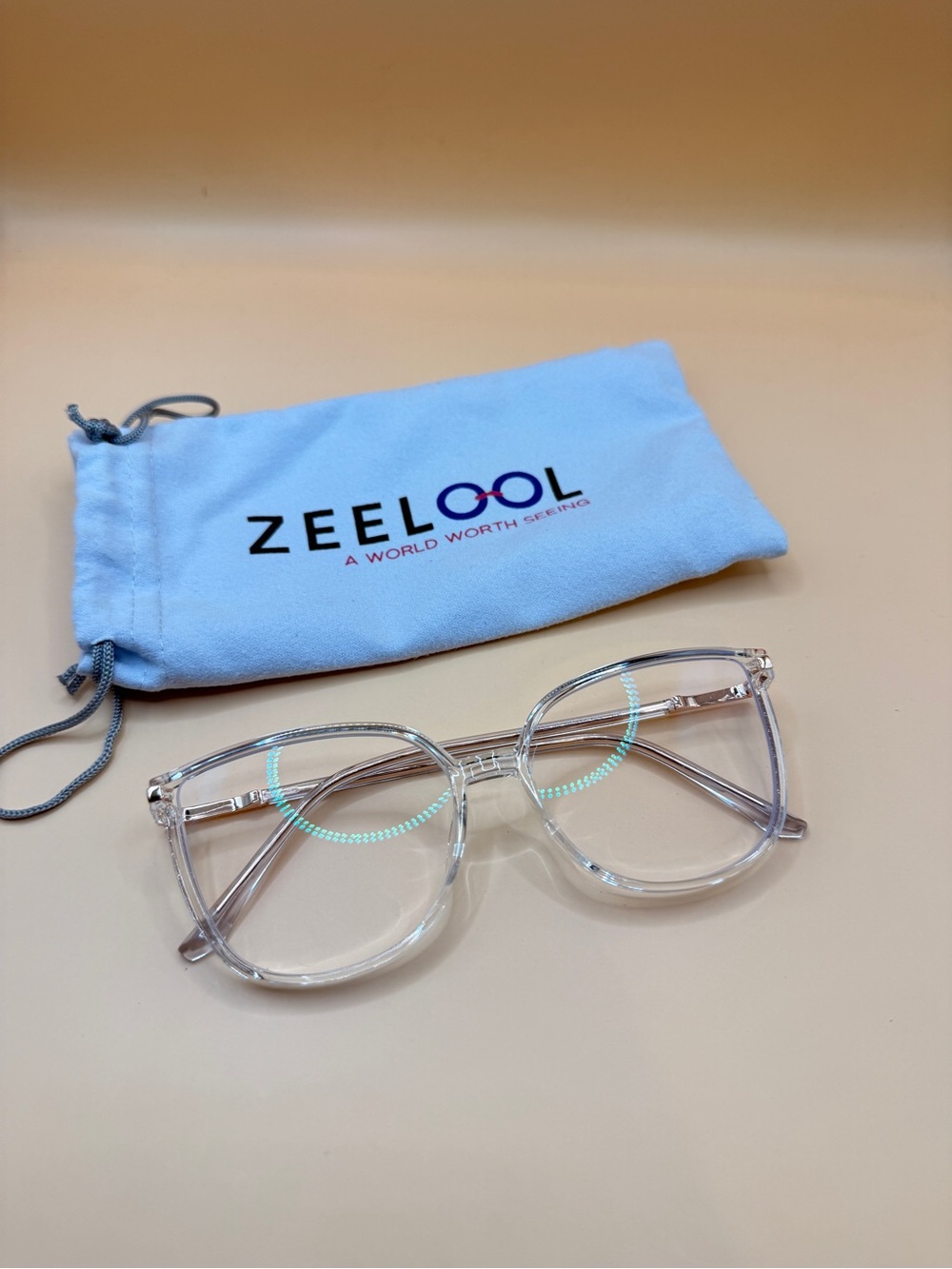 ZEELool Clear glasses Frame with rose gold temples, no prescription